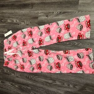 Sleep & CO Pink And Red Coffee Mug Pajama Pants Medium